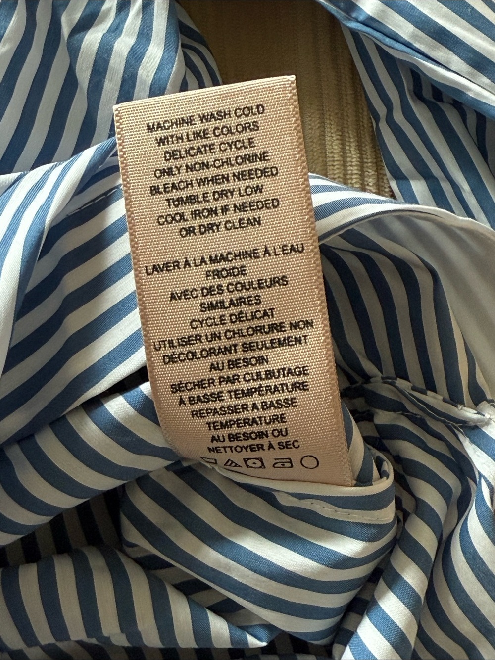 Philosophy Blue Striped Cinch Waist Gathered Ruched Button Down Shirt Large - Picture 9 of 11